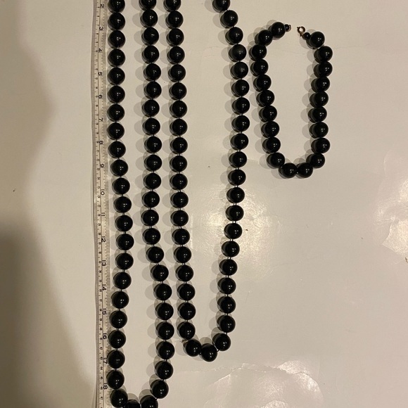 Jewelry - VINTAGE BLACK LAYERING NECKLACES LARGE PLASTIC BEADS